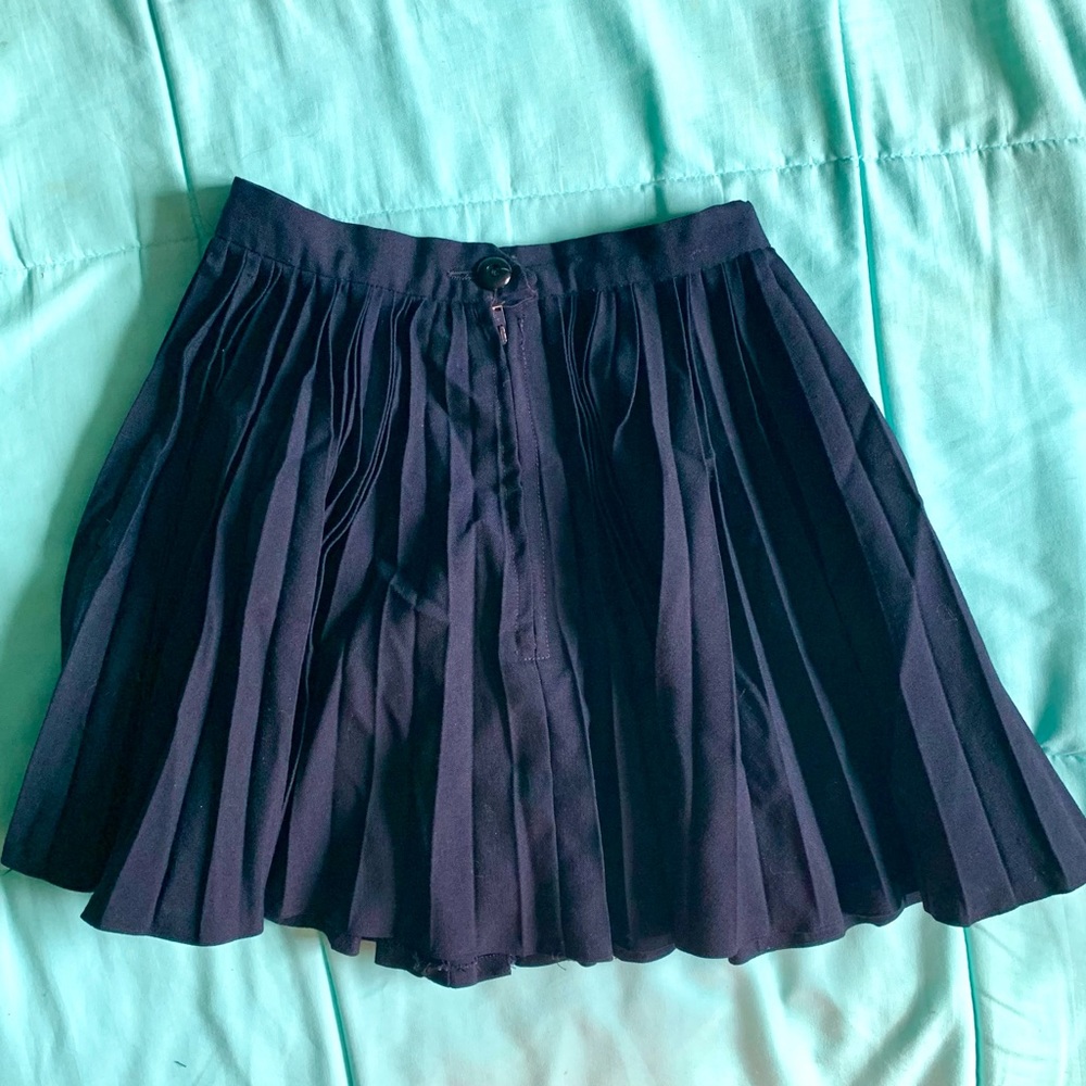 Vintage Navy Blue Pleated Tennis Skirt
